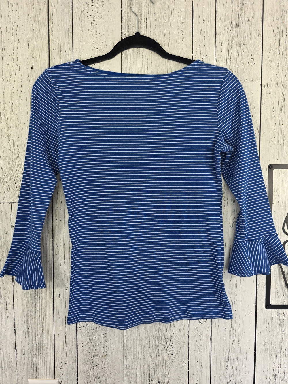 Lauren Ralph Lauren Blue White Striped Bell Sleeve Top Size S